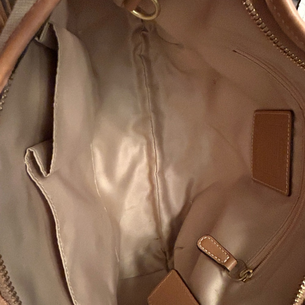 Coach Signature Hobo Bag in Brown & Tan Leather Trim - Picture 3 of 10